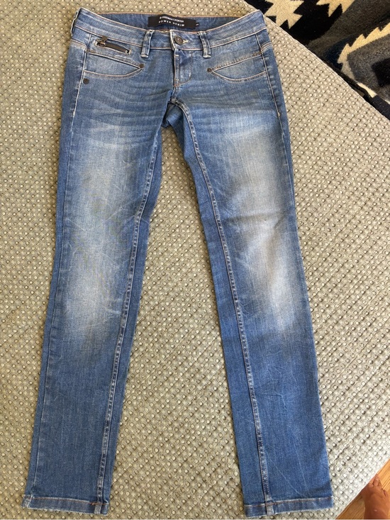 Freeman T. Porter Denim - Made in France Straight Leg Low Rise Jeans in Faded Blue size 28/29